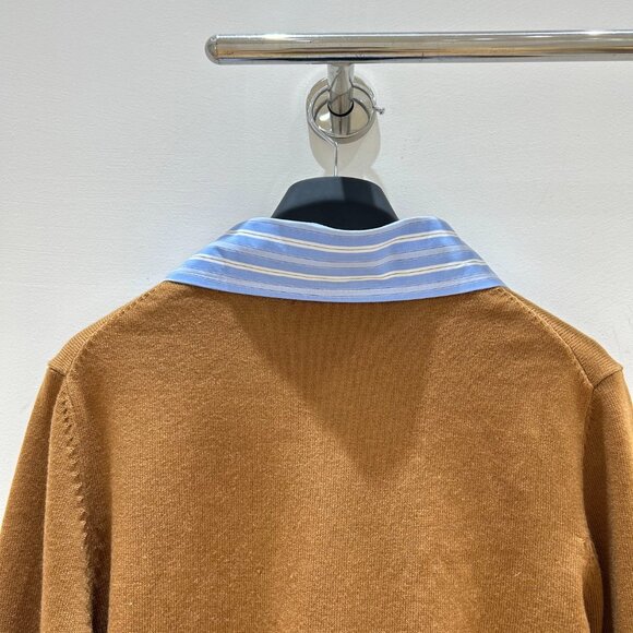 Miu Miu Brown Cardigan with BlueStriped Collar - Picture 4 of 8